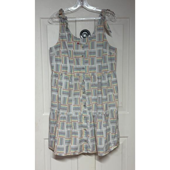 Target Pride Rainbow Striped Gender Inclusive Linen Babydoll Dress Sz L Festival - Picture 1 of 7